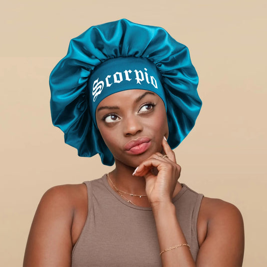 1PConstellation Print Satin Sleep Bonnet with Wide Band Soft Wrap Band for Daily Use Makeup & Face WashingComfortableSleepingCap - NamafadStore