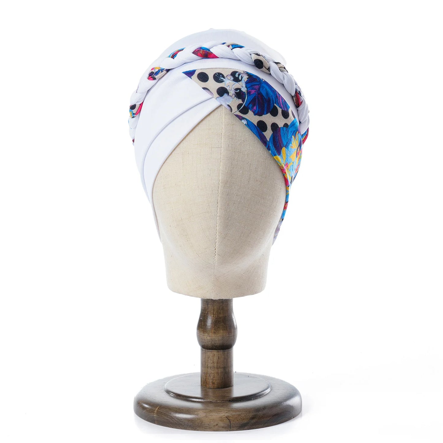 Boho Women Print Muslim Turban Scarf Braid Hijabs Cross Forehead Floral Headwear Arab Wrap Head Scarf Hair Accessories Hat - NamafadStore