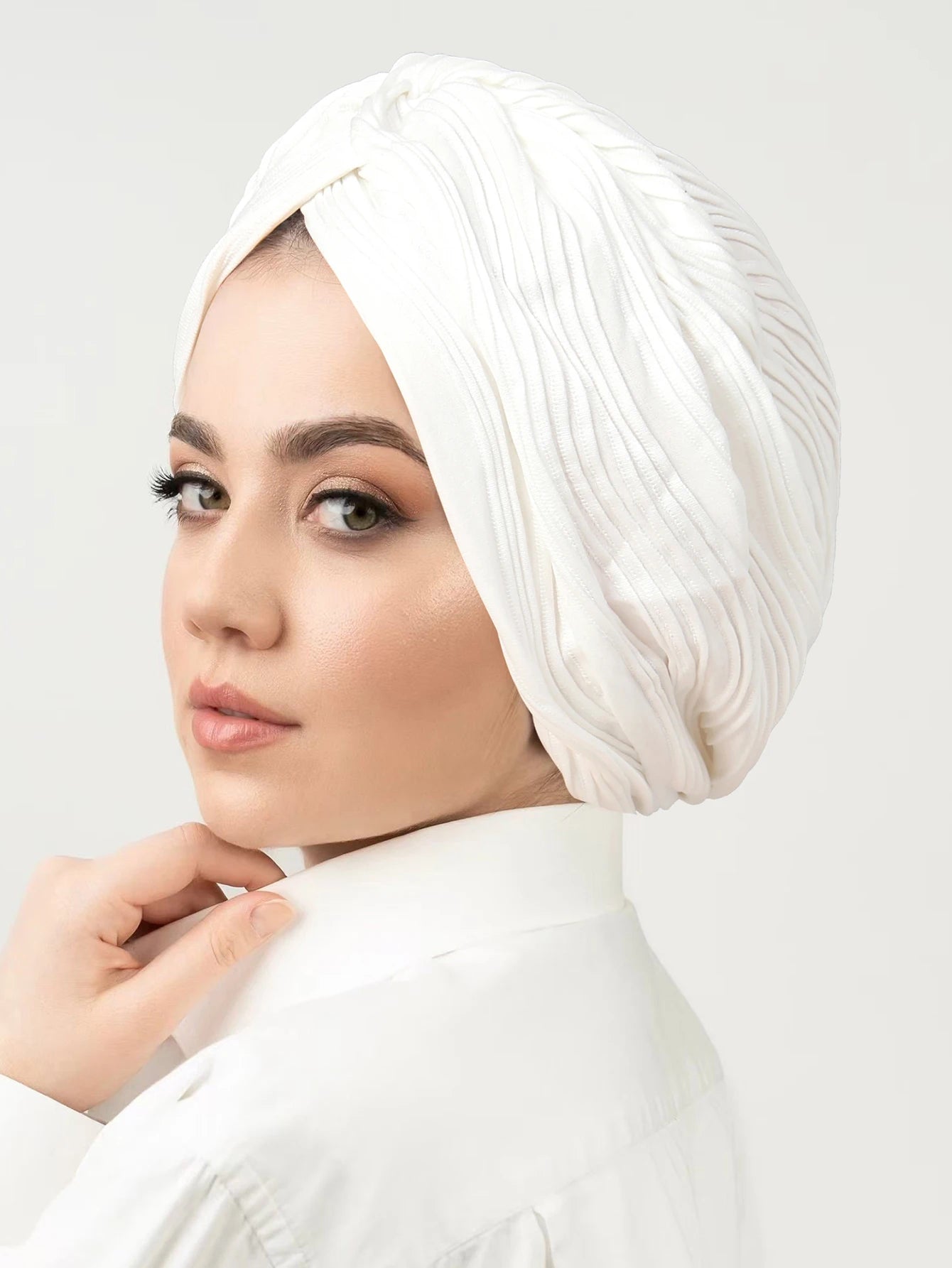 Solid Color Crinkle Muslim Hijab Caps Women's Headscarf Hat Chemo Hats Hair Care Fashion Turban Bonnet Adjustable - NamafadStore