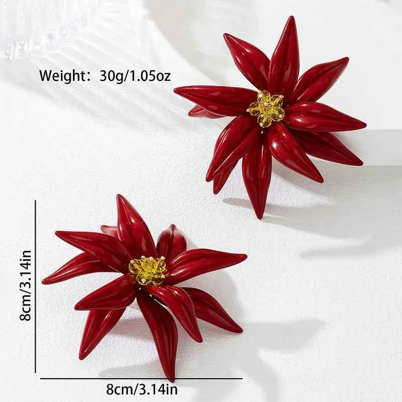 Beaded Three-dimensional Large Flower Earrings For Women Girls Hand-woven Ear Accessories Fashion Jewelry Holiday Party AE302