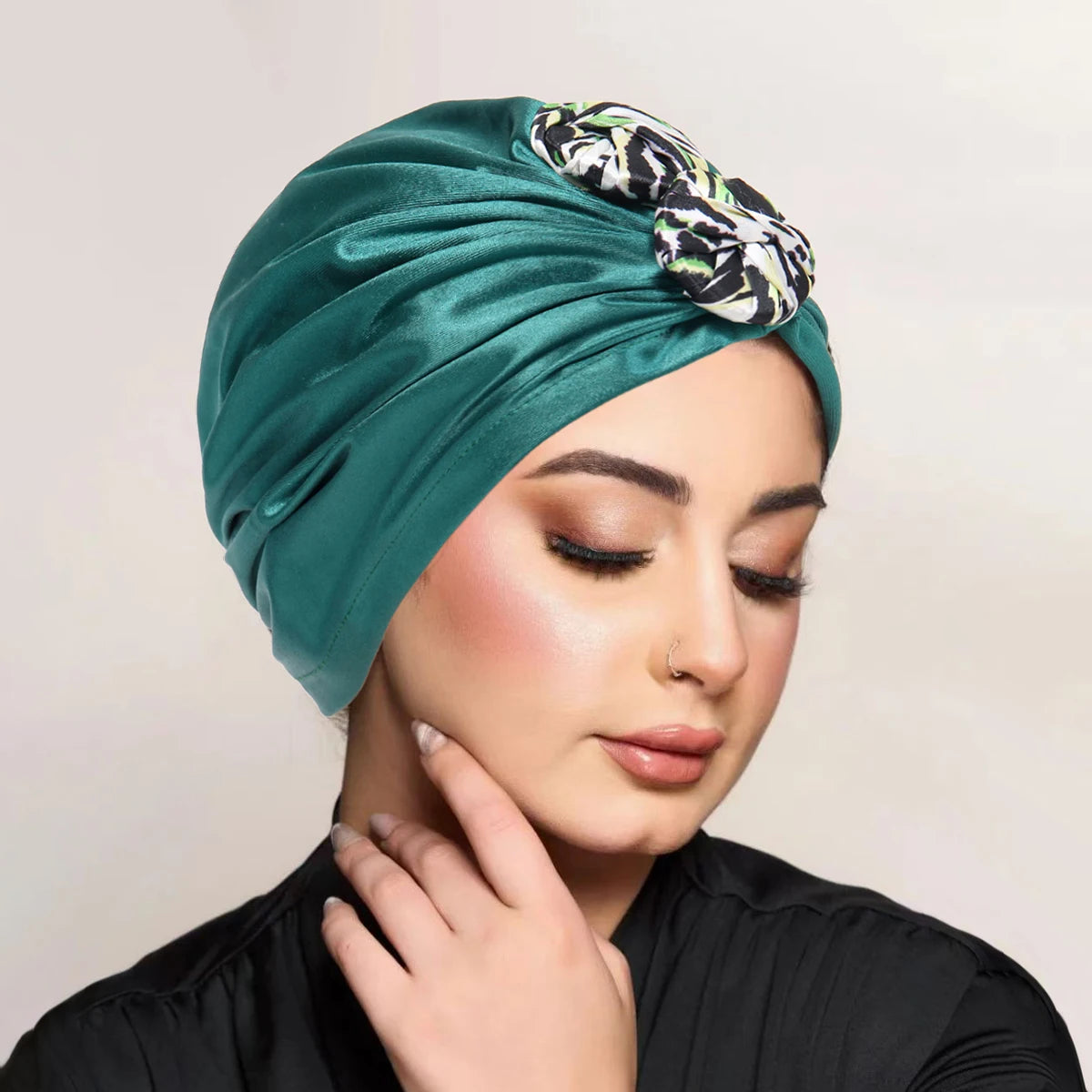 New Women Top Knotted Turban Hat Bonnet Hijab Chemo Cap Headbands Female Muslim Hat Head Cover Night Cap Hair Accessories - NamafadStore