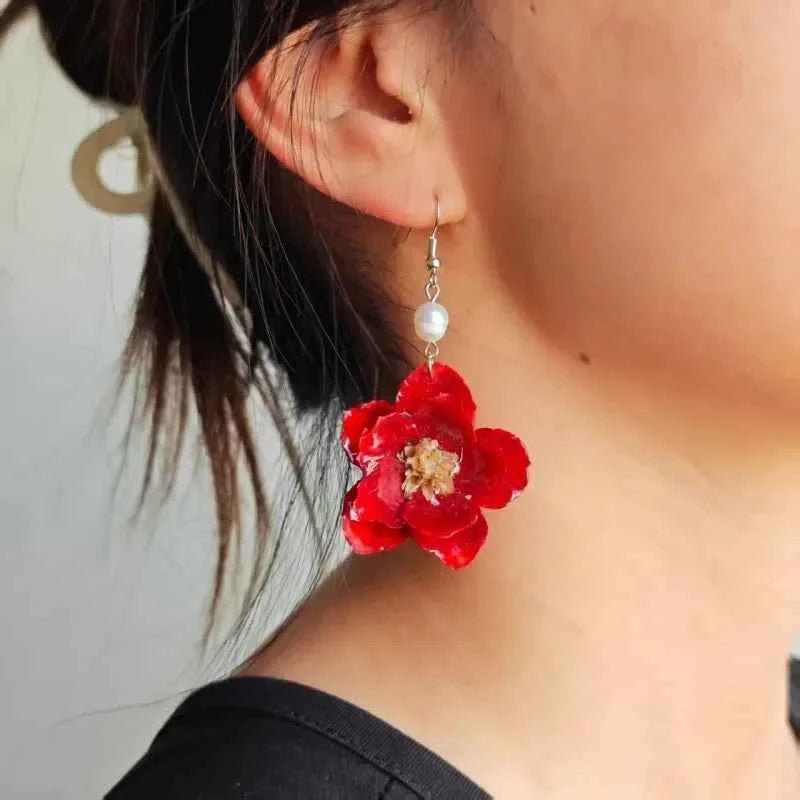 Multicolor Natural Flower Earrings Handmaking Epoxy Resin Natural Flower Earrings Unique Plant Earring Floral Jewelry Wholesale