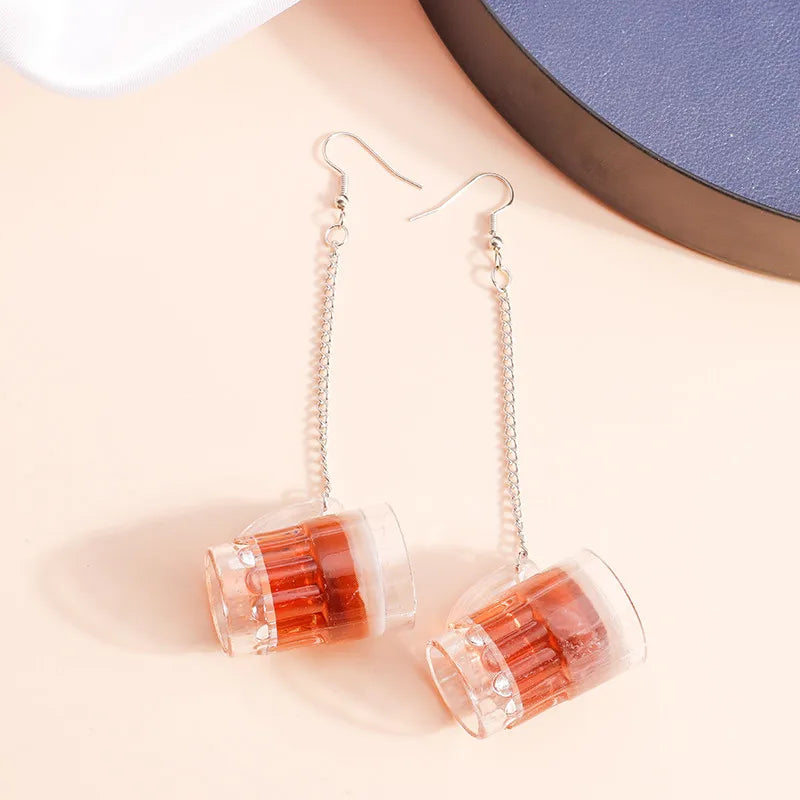 Summer Drink Drop Earrings for Women Sweet Ice Cream Bottle Pendants Dangle Earrings Girls Minimalist Party Jewelry Gifts