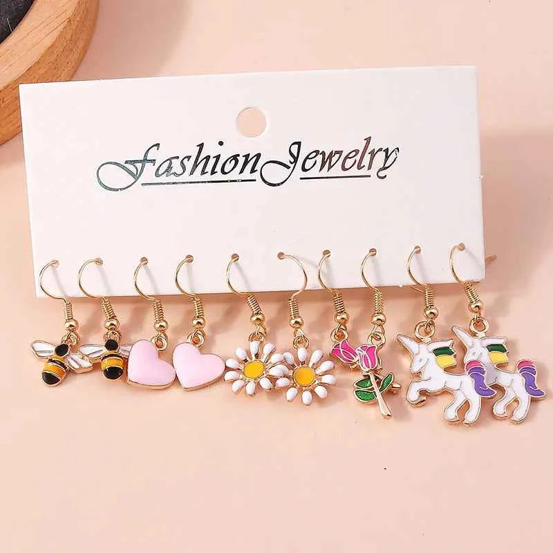 New In Mixed 10pcs Cute Sweet Donut Earring Set Lovely Resin Simulation Food Dangle Earrings for Woman Kids Jewelry Set Gifts