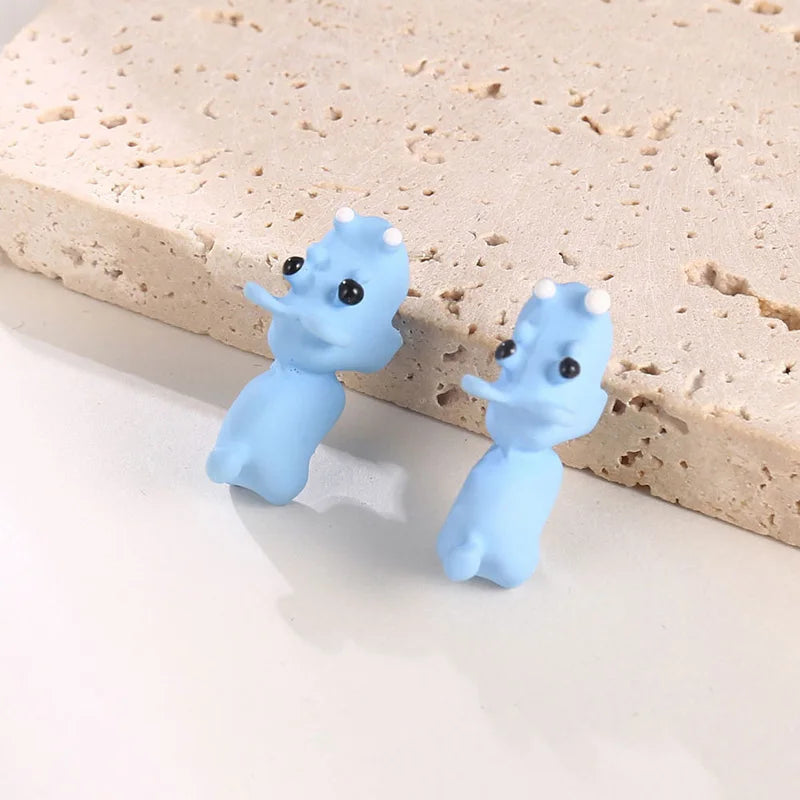 2pcs/1pair Animal Cartoon Stud Earring For Women Cute Dinosaur Little Dog Whale Clay Bite Ear Jewelry Funny Gifts Fashion