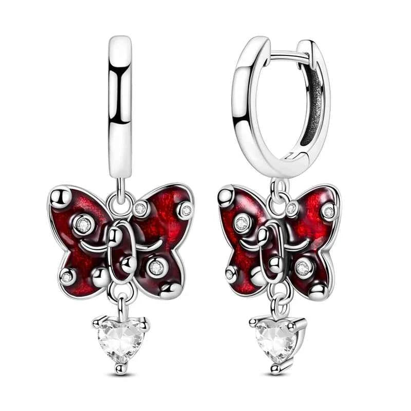 romantic 925 Sterling Silver Strawberry Rose Cherry Apple Wine Glass Red Earrings Colorful And Exquisite Niche Gifts