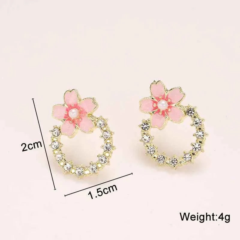 Pink Color Dangle Earrings for Women Korean Fashion Flower Long Hanging Earrings Butterfly Heart Pendants Twist Drop Earrings