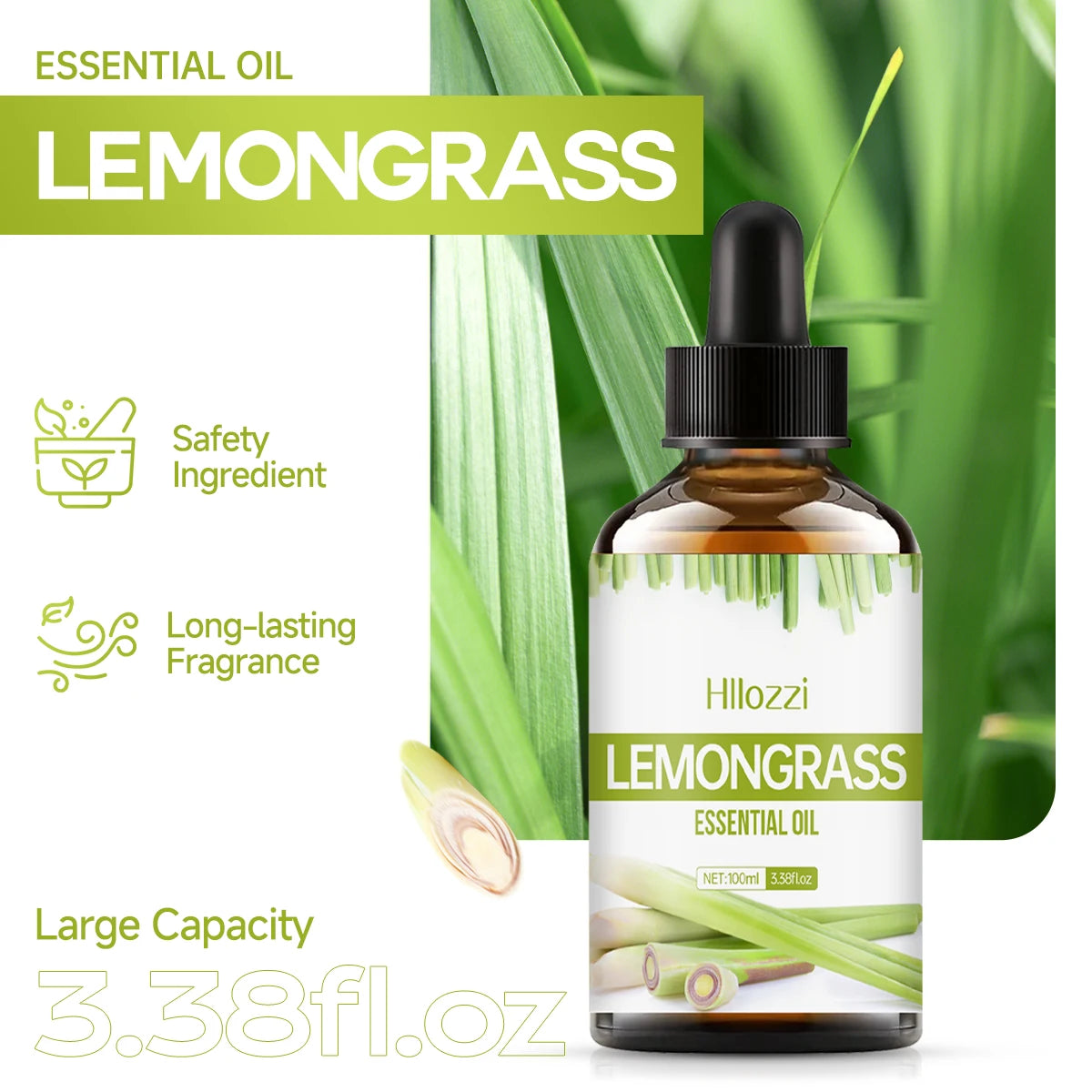 Lemongrass essential oil for hair and skin care, massage, diffuser humidifier, moisturizing massage oil for all skin types - NamafadStore