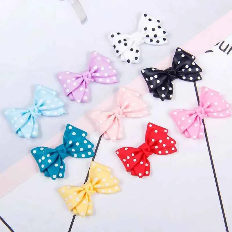 28*20mm Earrings For Girls Women Resin Handmade Cute Small Dot Bowknot Resin Flatback Charms Drop Earrings Funny Gift