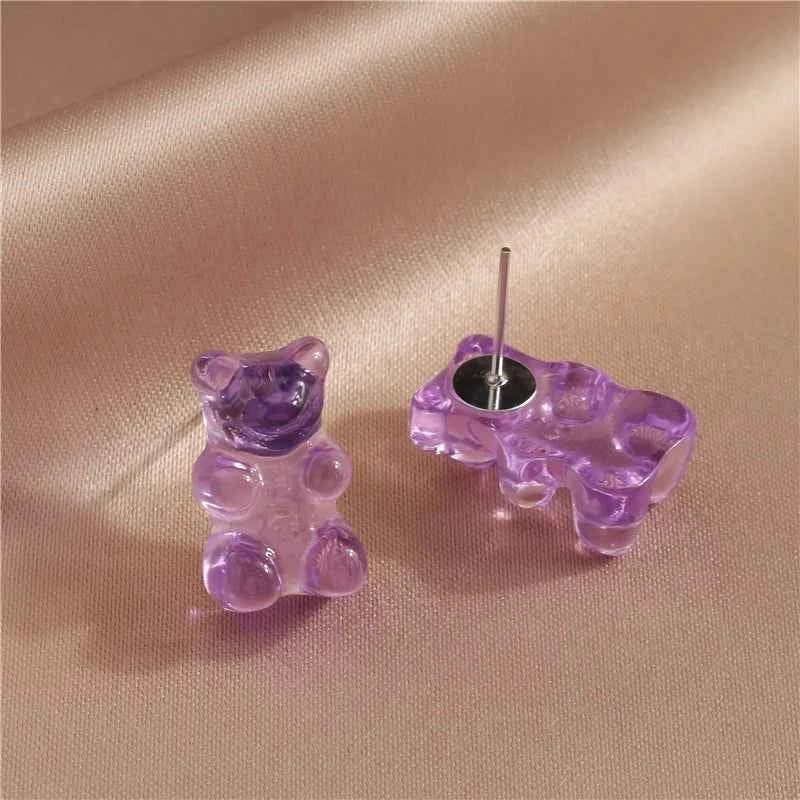 Cute Gummy Bear Stud Earrings for Women Candy Colors Animal Dangle Earrings Brincos Femme Girls Party Holiday Jewelry Gifts