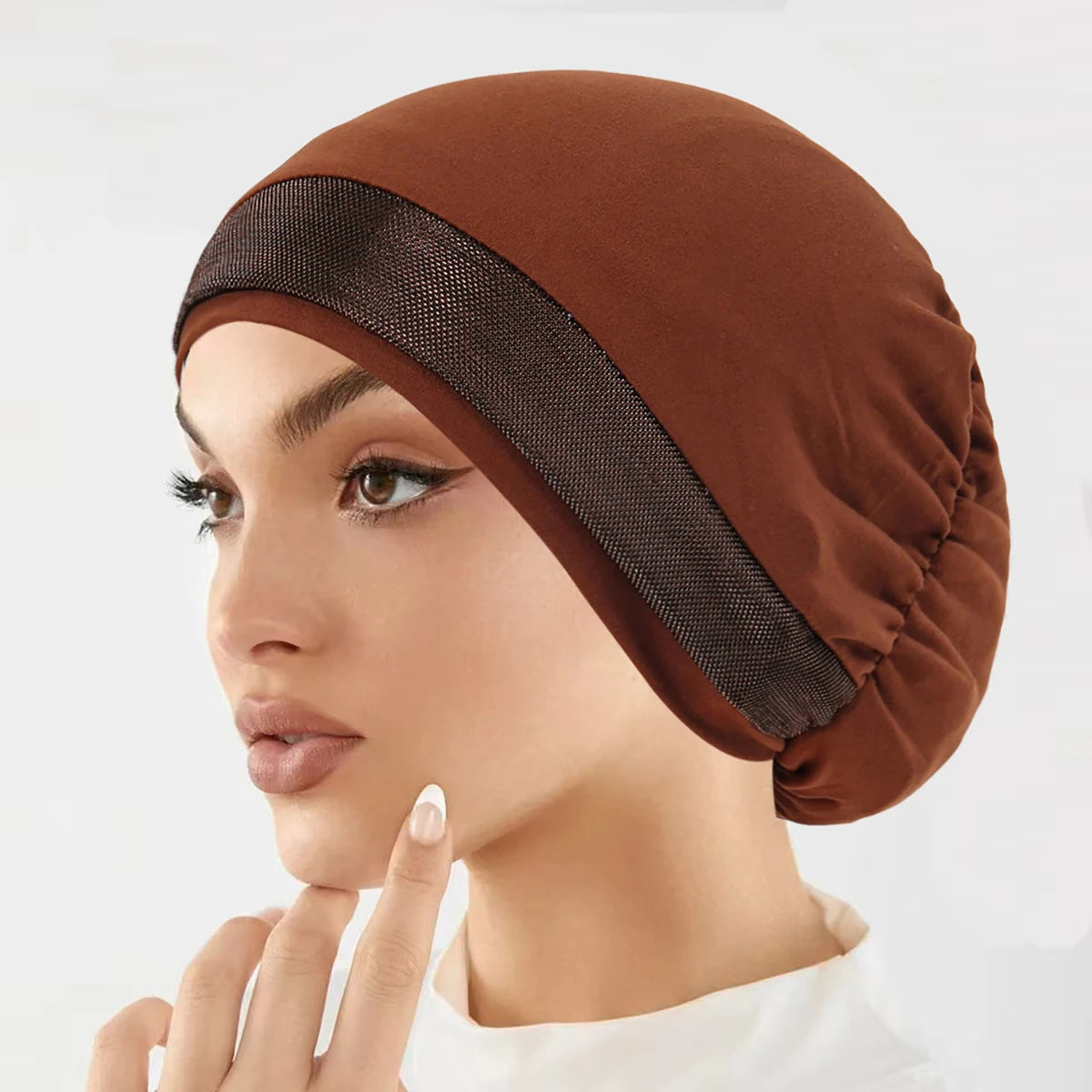 2025 New Muslim Hijab Women Scarf Hair Accessories Soft Elastic Cloth Hat Head Cover Wide Night Sleep Bonnet Hijabs for Girl