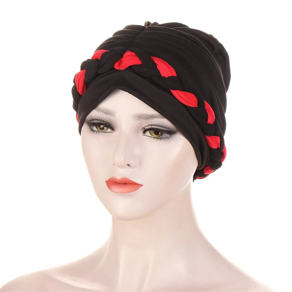 Women Lady Beads Muslim Braid Head Turban Wrap Cover Cancer Chemo Islamic Arab Cap Hat Hair Loss Bonnet Beanies Fashion - NamafadStore