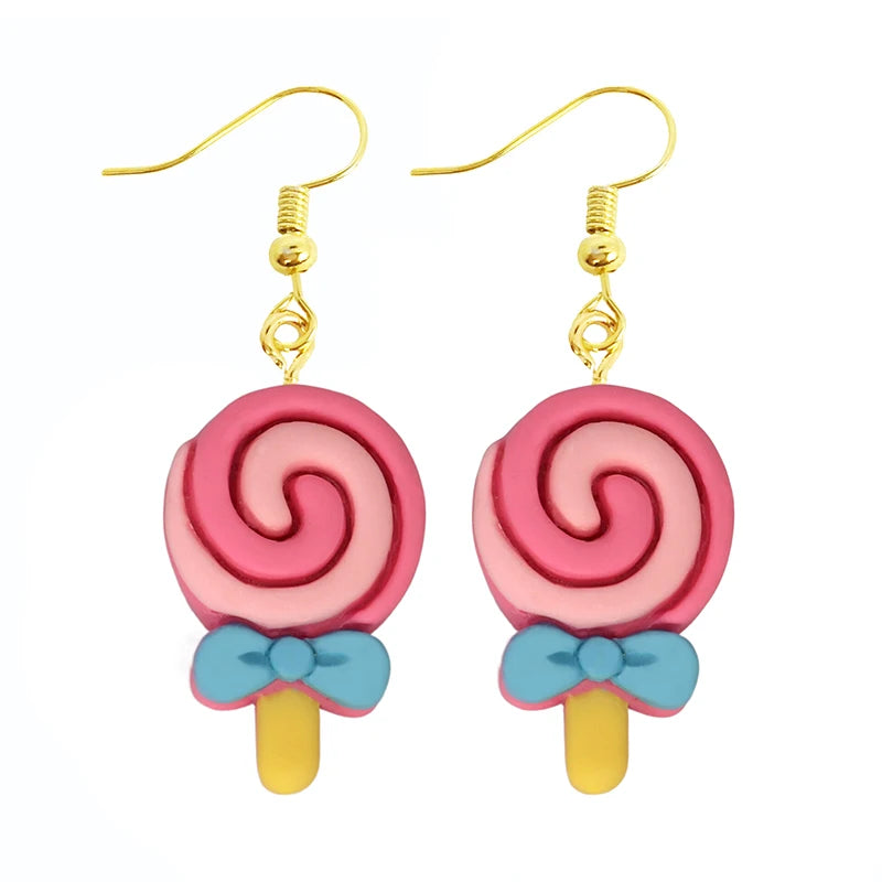 Earrings For Women Girls Cute Foods Hamburg Pizza Chicken Leg Candy Bottle Handmade Candy Kids Funny Resin