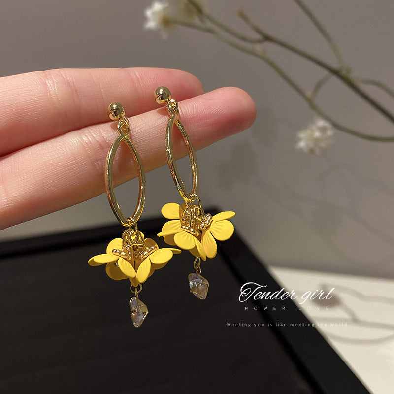 Geometry Yellow Drop Earring for Women 2023 New In Flower Earring Versatile Luxury Designer Jewelry Girls' Night