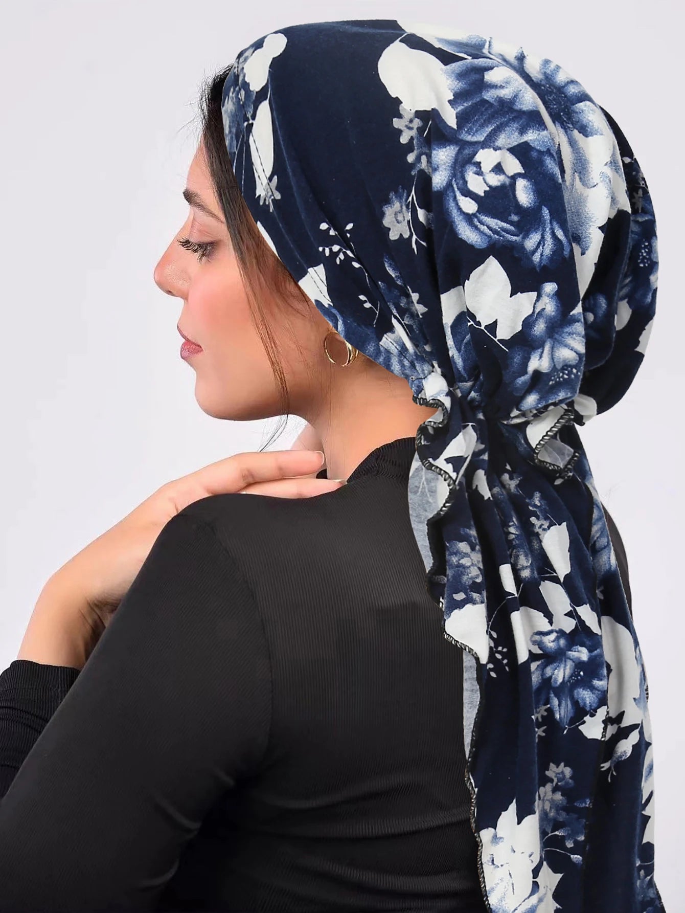 Ramadan Muslim Hijab Caps Wrap Head Soft Elastic Long Tail Turban Bonnet Fashion Print Headdress Wearable - NamafadStore