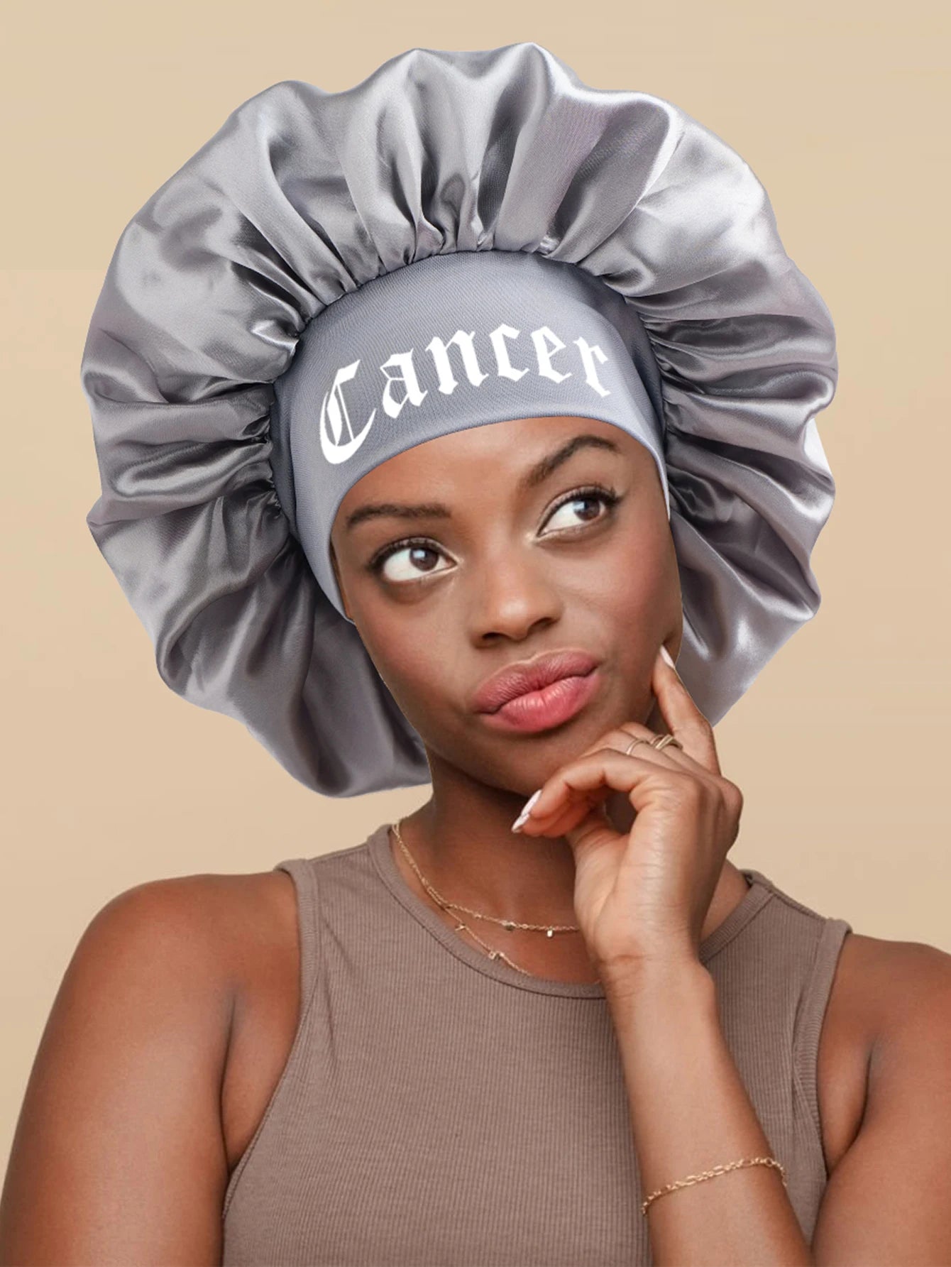 1PC Constellation Print Satin Sleep Bonnet with Wide Band Soft Wrap Comfortable Cap for Daily Use Makeup & Face Washing - NamafadStore