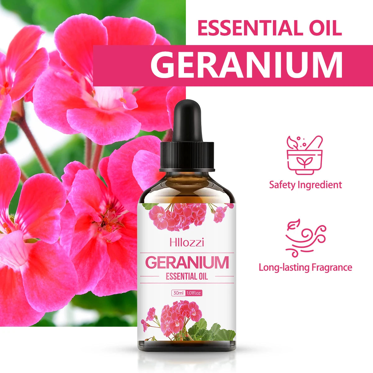 Geranium essential oil can replenish moisture and nourish the skin. It is suitable for body massage and hair care.