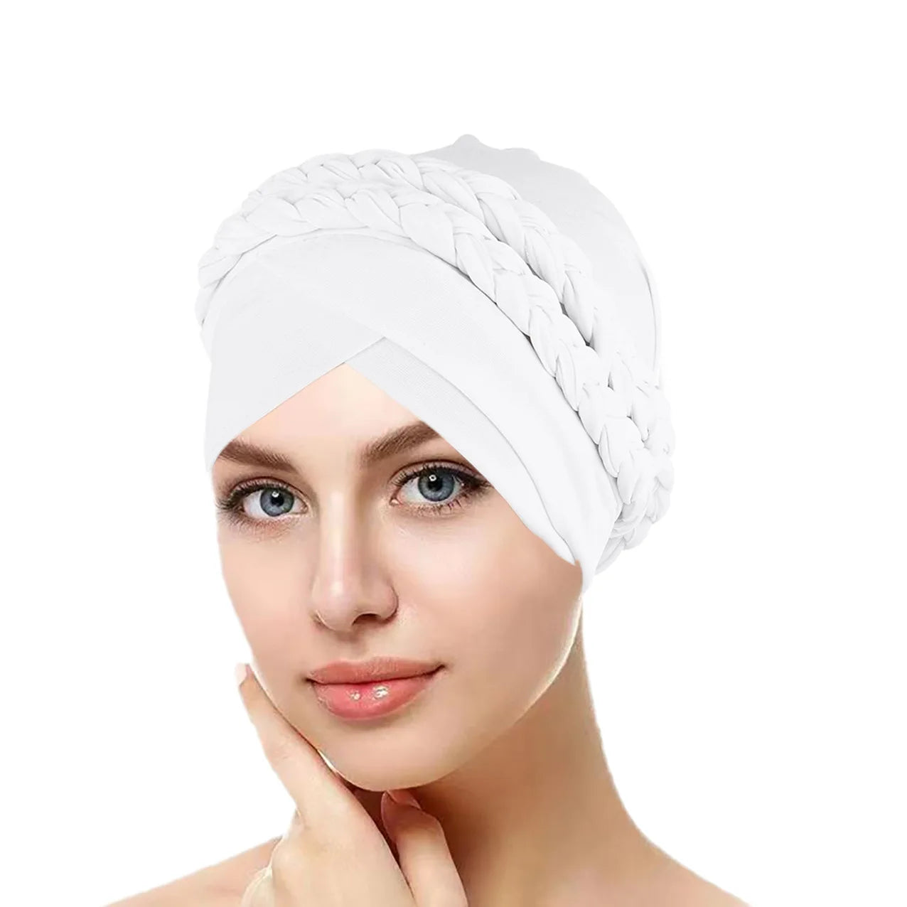 Bohemian Style Handmade Braid Turban Cross Bandana Slouchy Hat For Women Muslim Hijab Islamic Head Wrap Hair Loss Chemo Cap - NamafadStore