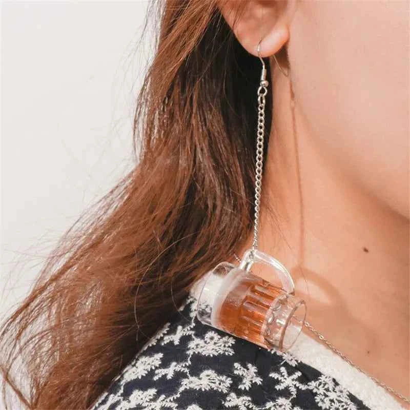 Summer Drink Drop Earrings for Women Sweet Ice Cream Bottle Pendants Dangle Earrings Girls Minimalist Party Jewelry Gifts