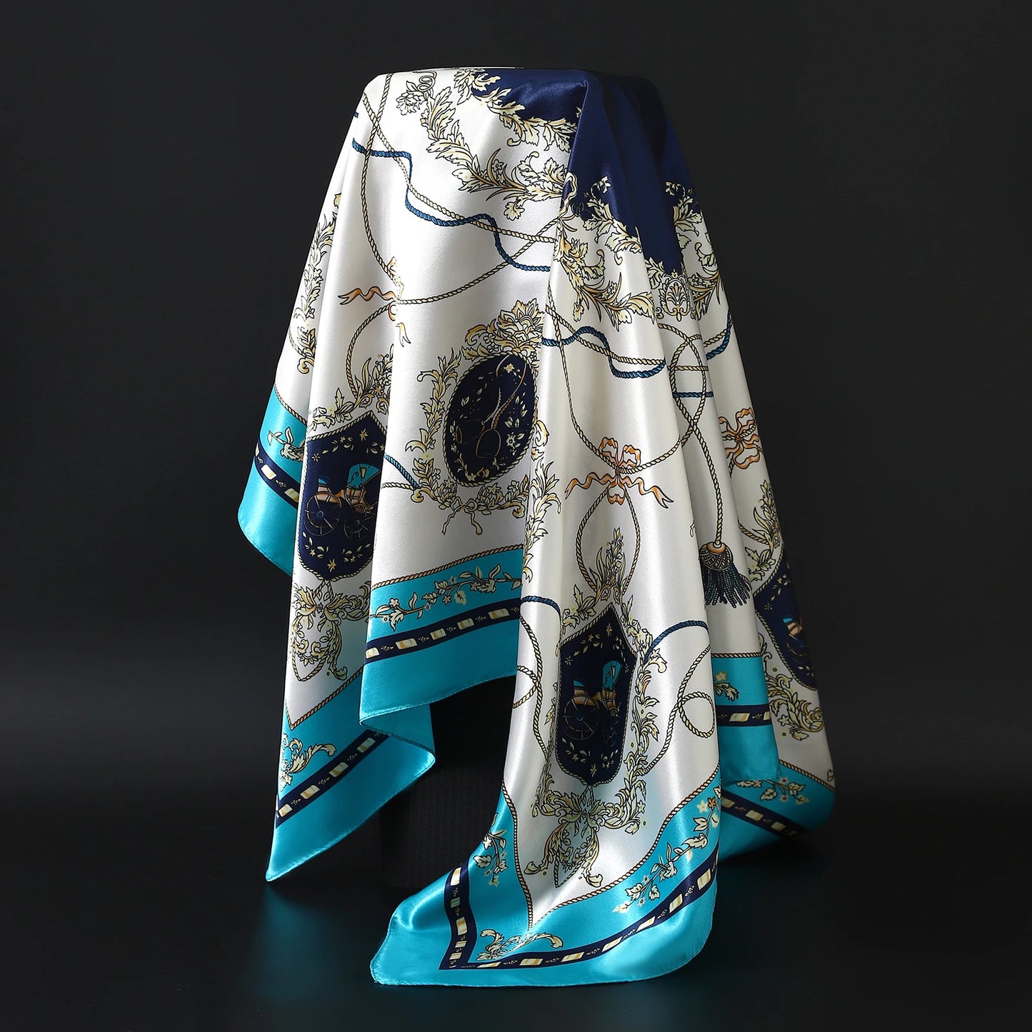 90*90cm Silk Scarf Women Print Hair Neck Square Office Ladies Shawl Bandanna Muslim Hijab Handkerchief Muffler Foulard female - NamafadStore