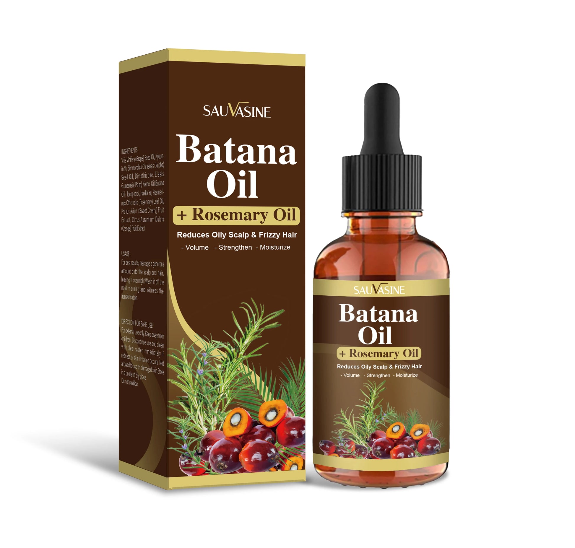 30ML Batana Oil with Rosemary for Hair Growth Reduce Hair Loss Organic Oil for Strengthening Scalp Moisturizing Hair Care Oil - NamafadStore