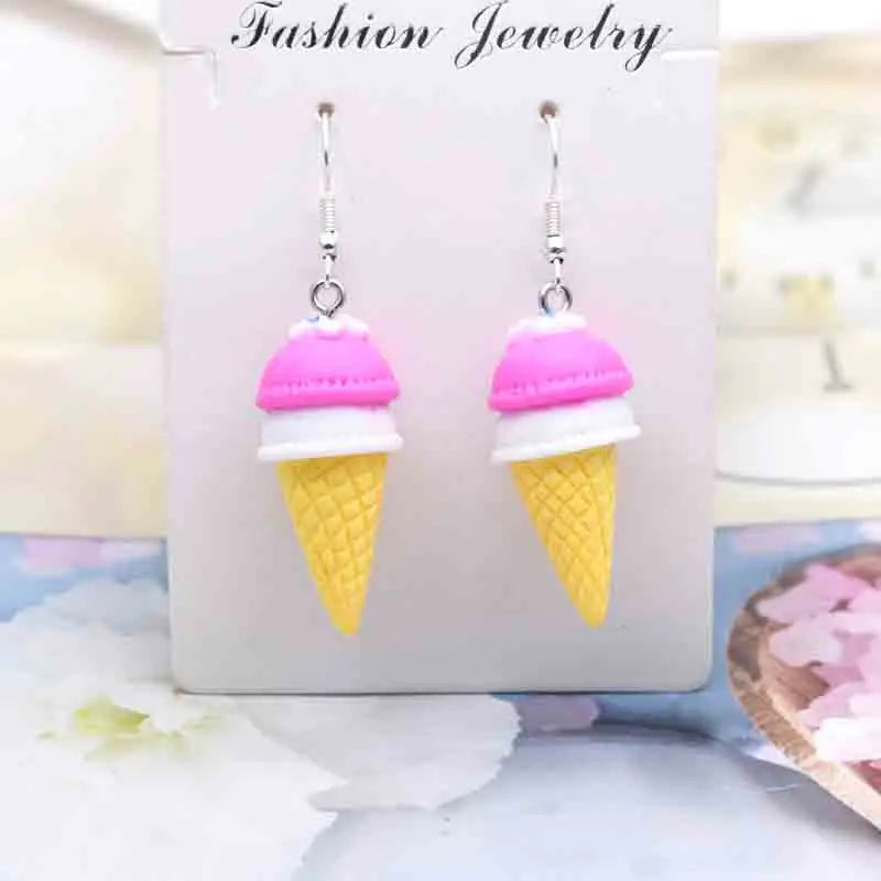 Earring For Women Resin Handmade Cute Animals Ice Cream Drinks Candy Fruits Pissa Drop Earrings Funny Gift