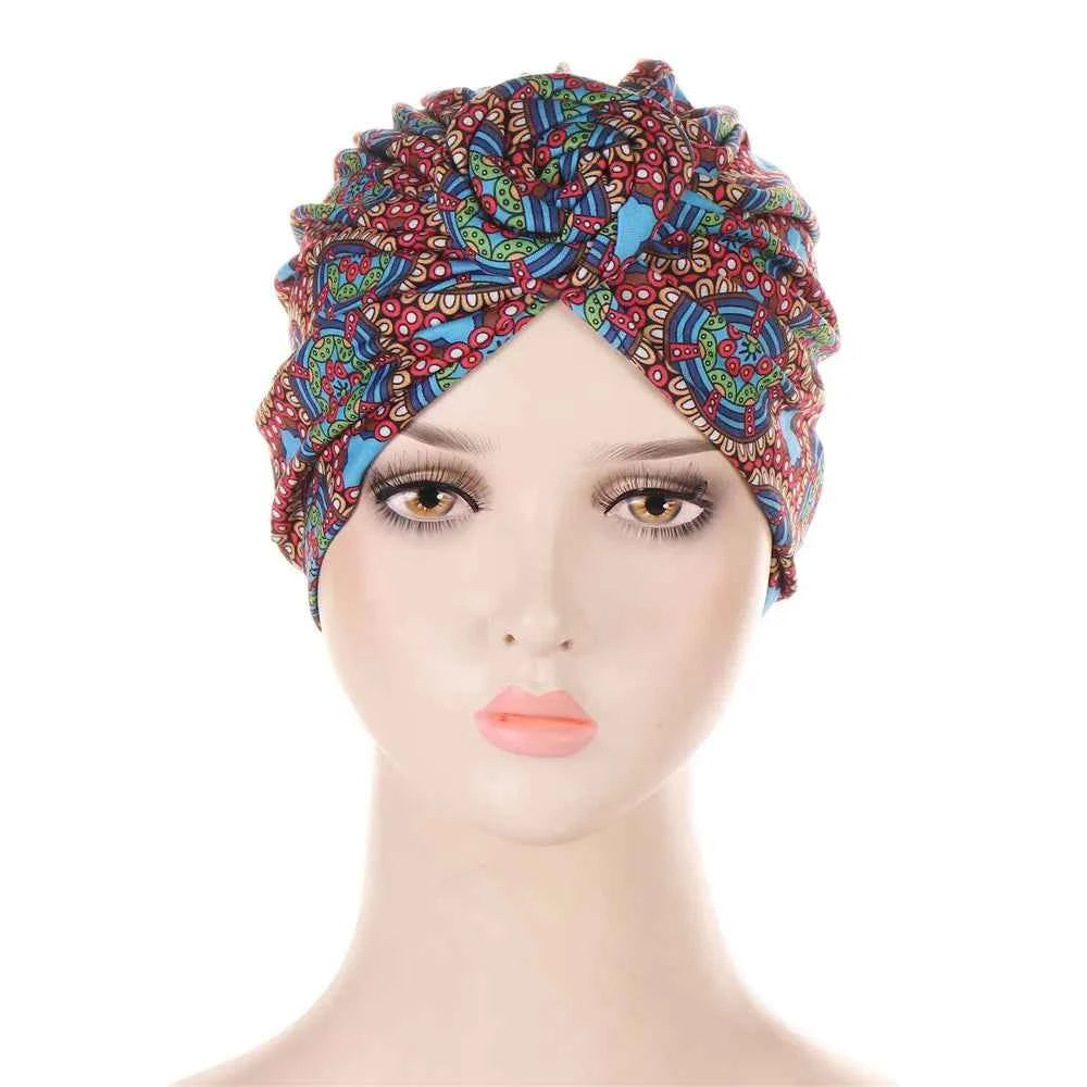 New Muslim Turban Hat African Twist Knot Flower India Hat Head Cover Bonnet Headscarf Ladies Chemo Cap Bandanas Hair Accessories - NamafadStore