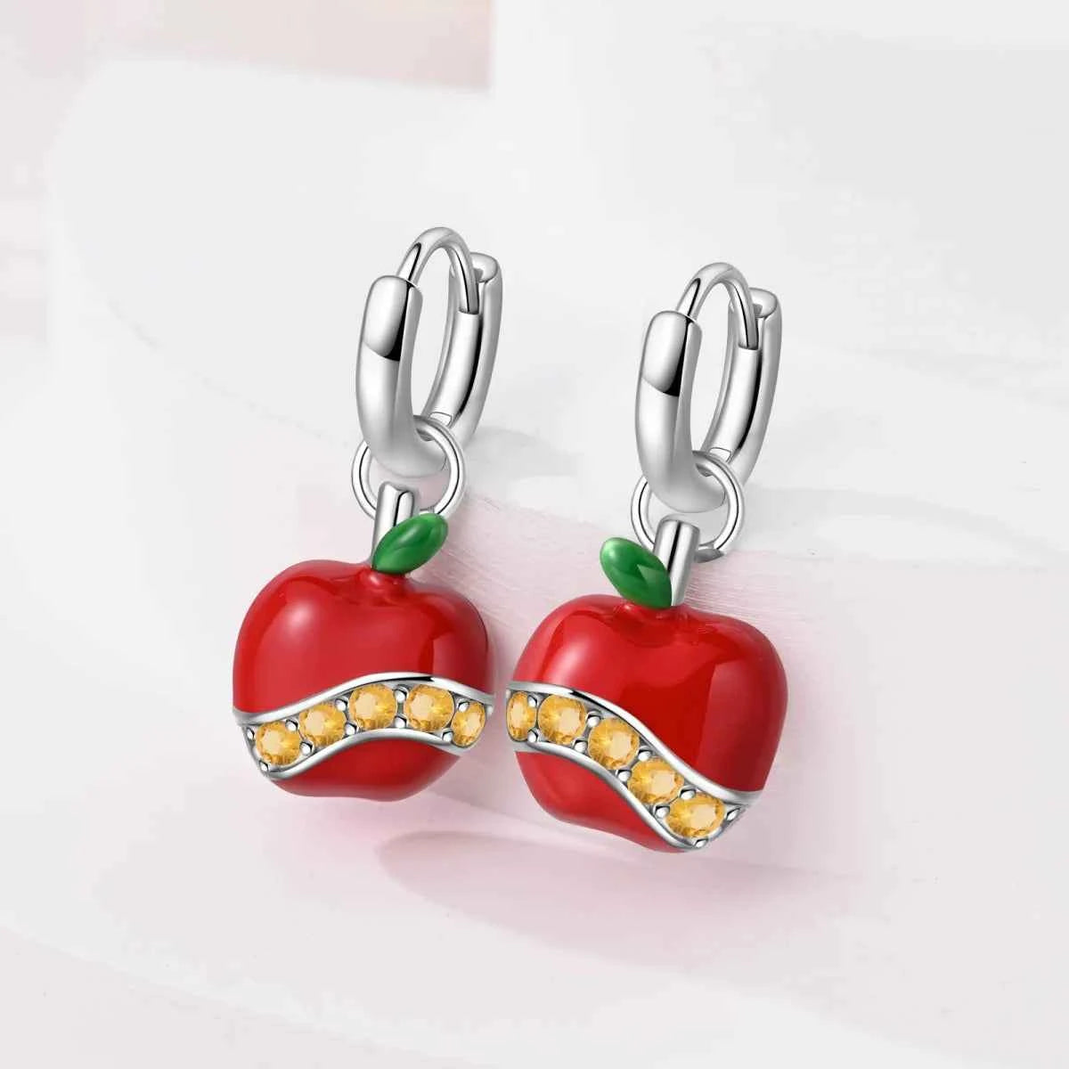 romantic 925 Sterling Silver Strawberry Rose Cherry Apple Wine Glass Red Earrings Colorful And Exquisite Niche Gifts