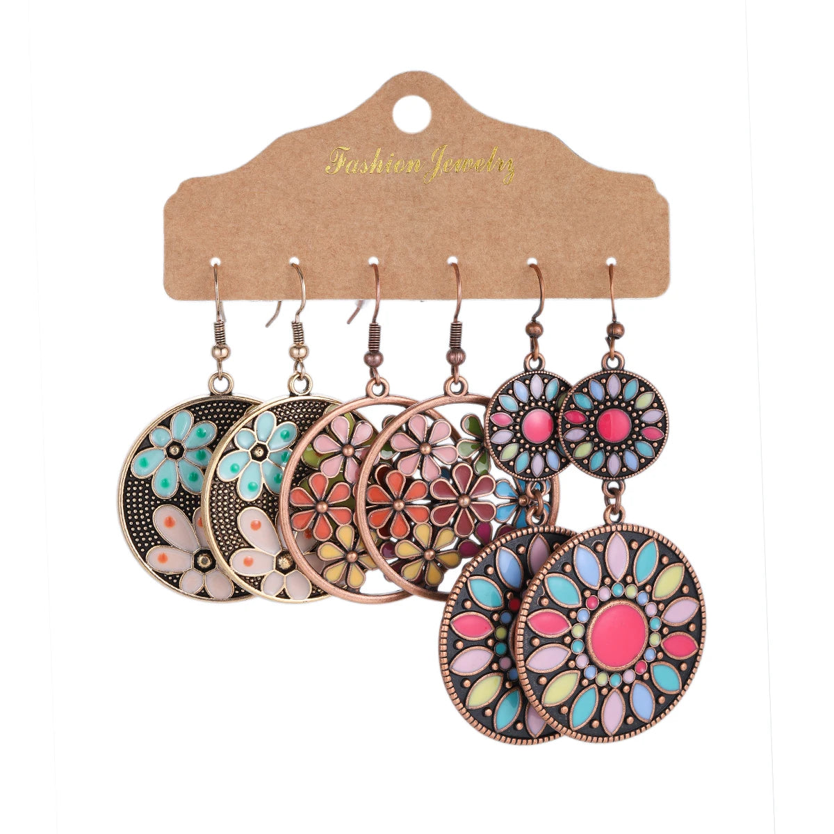 Boho Ethnic Dangle/Round Earrings For Women Vintage Fashion 2024 Earrings Sets Pendientes Earring Unusual Pendant Jewelry Female