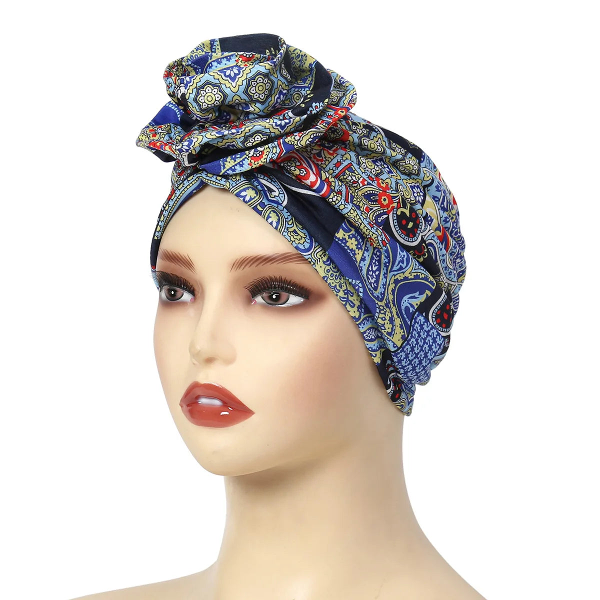 New African Women Print Turban Flower Beanies Bonnet Muslim Hijab Headscarf Hair Loss Head Wrap Bandanas Headband Turbante Mujer - NamafadStore