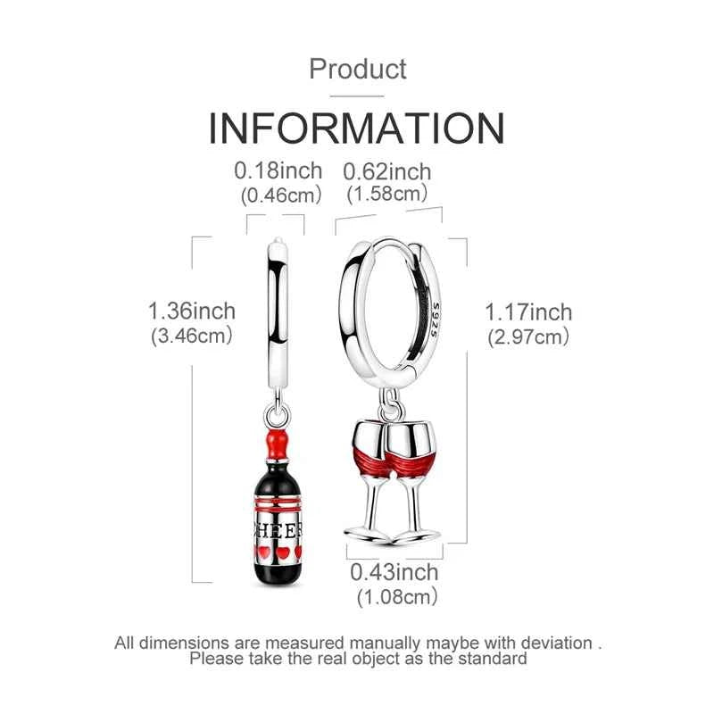 romantic 925 Sterling Silver Strawberry Rose Cherry Apple Wine Glass Red Earrings Colorful And Exquisite Niche Gifts