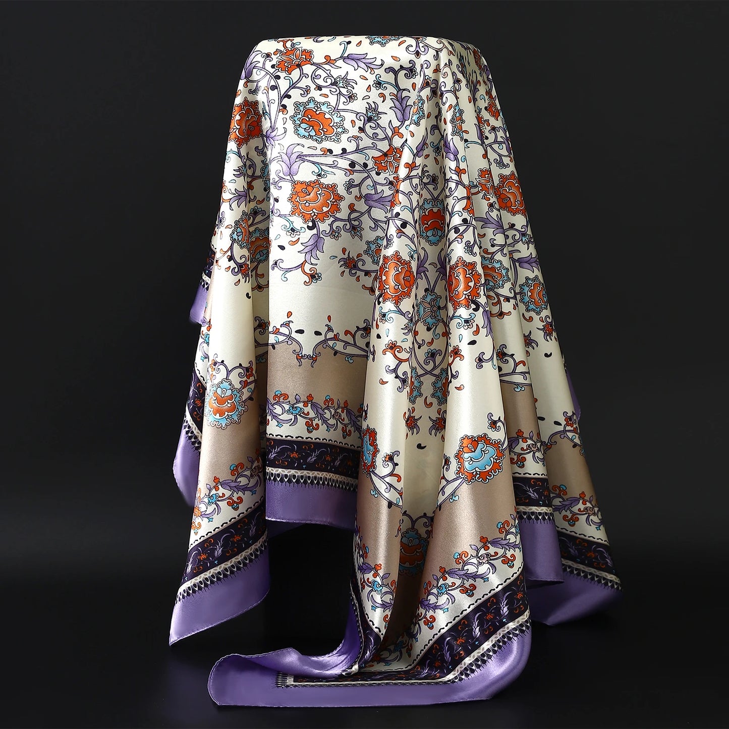 90*90cm Silk Scarf Women Print Hair Neck Square Office Ladies Shawl Bandanna Muslim Hijab Handkerchief Muffler Foulard female - NamafadStore