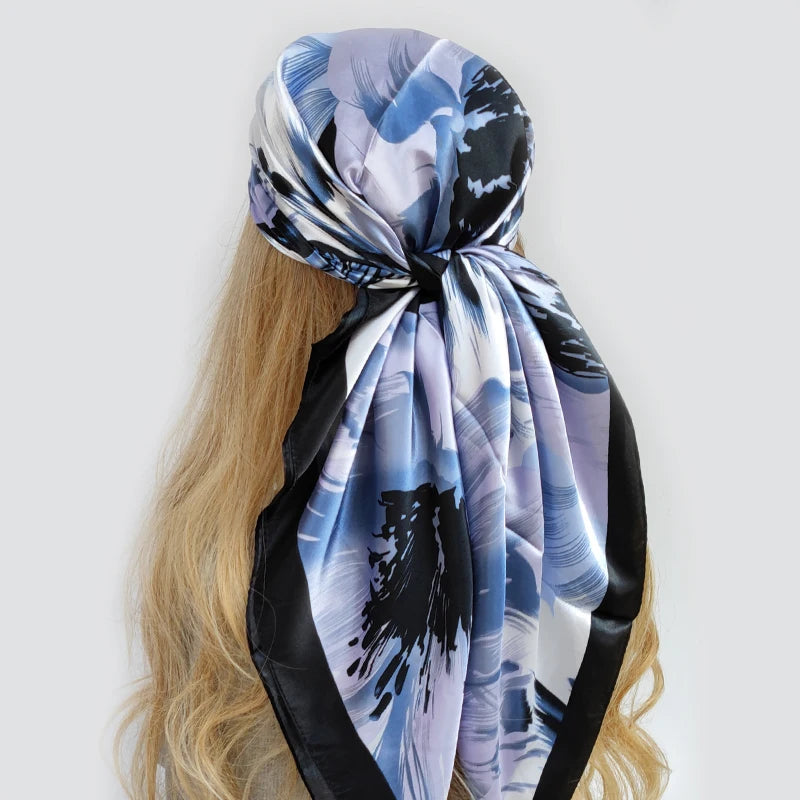 New 90*90cm Retro Brand Women Silk Scarf Bandanna Fashion Bohemian Pattern Square Hijab Lady Wrap Headband foulard muffler