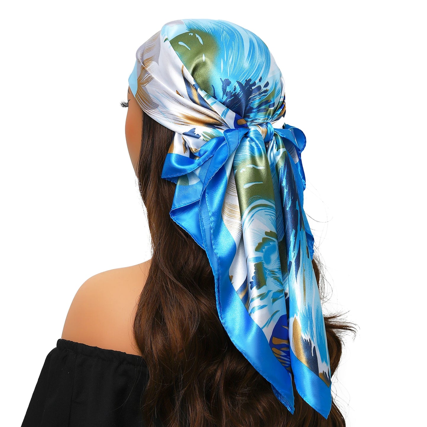 90*90cm Silk Scarf Women Print Hair Neck Square Office Ladies Shawl Bandanna Muslim Hijab Handkerchief Muffler Foulard female - NamafadStore