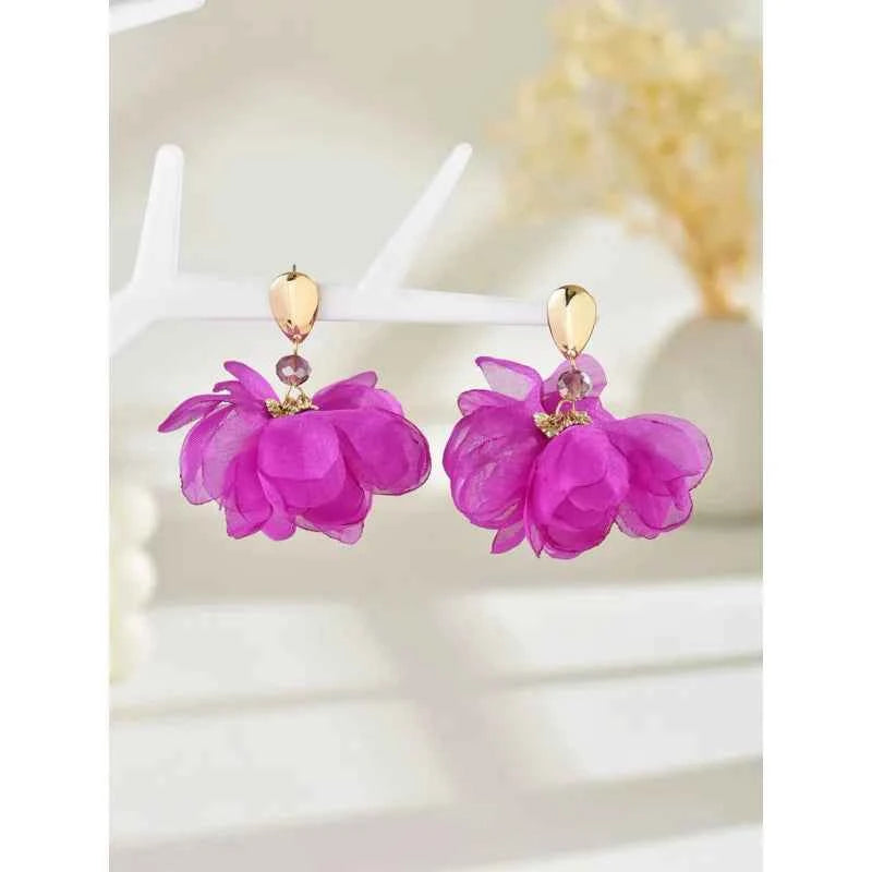 Luxury Flower Designer Earrings for Women Korean Stylish Plant Earrings Jewelry Mothers Day Gifts 2025