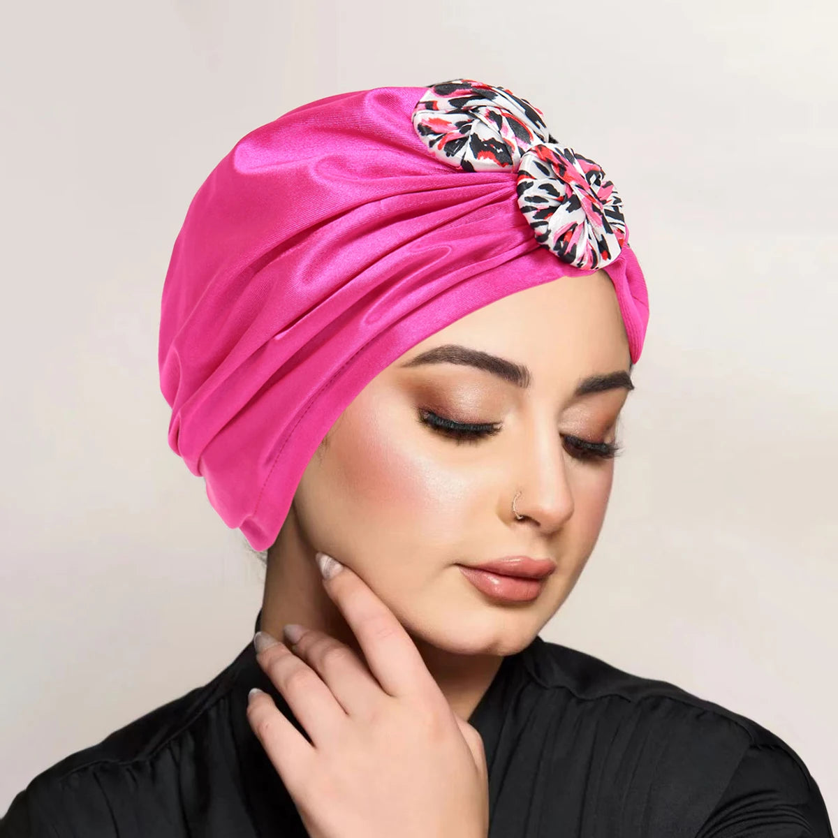 New Women Top Knotted Turban Hat Bonnet Hijab Chemo Cap Headbands Female Muslim Hat Head Cover Night Cap Hair Accessories - NamafadStore