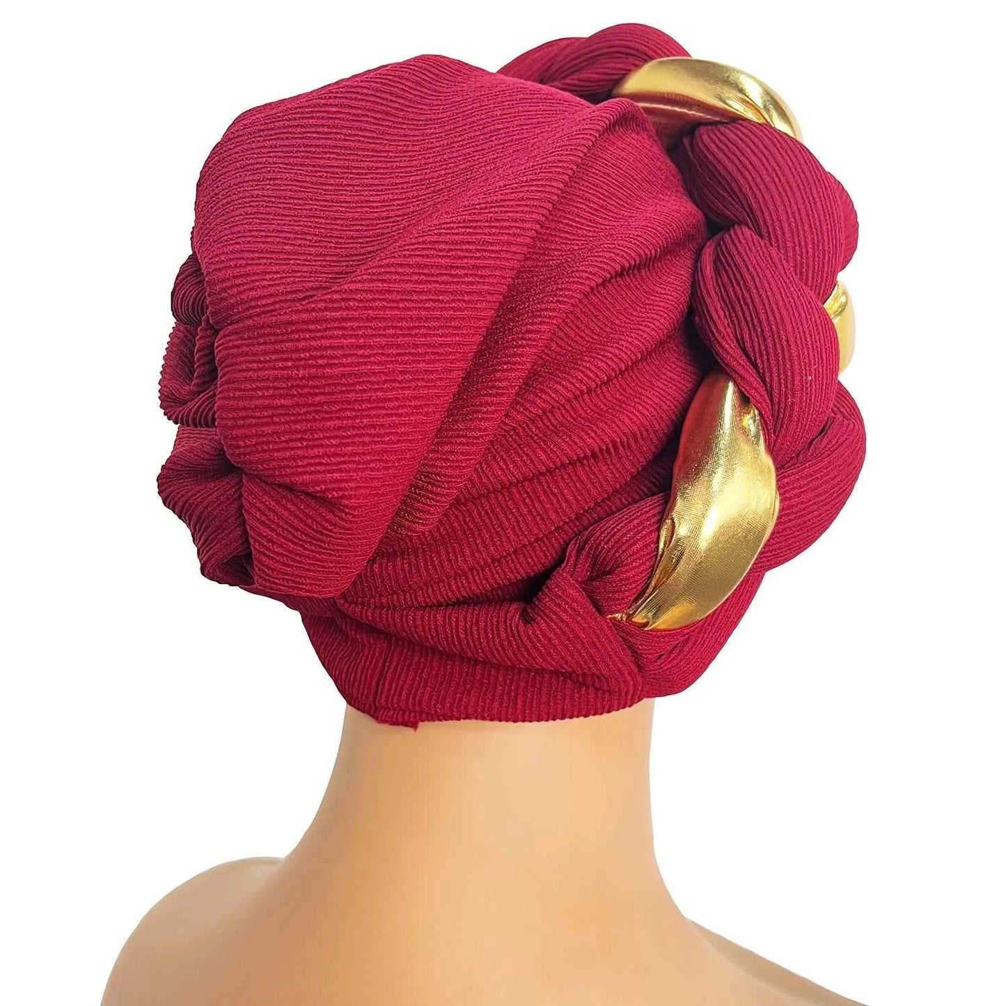 African Turban Cap Headdress Women's Pleated Hat Hair Accessories Arab Wrapped Muslim Hijab - NamafadStore