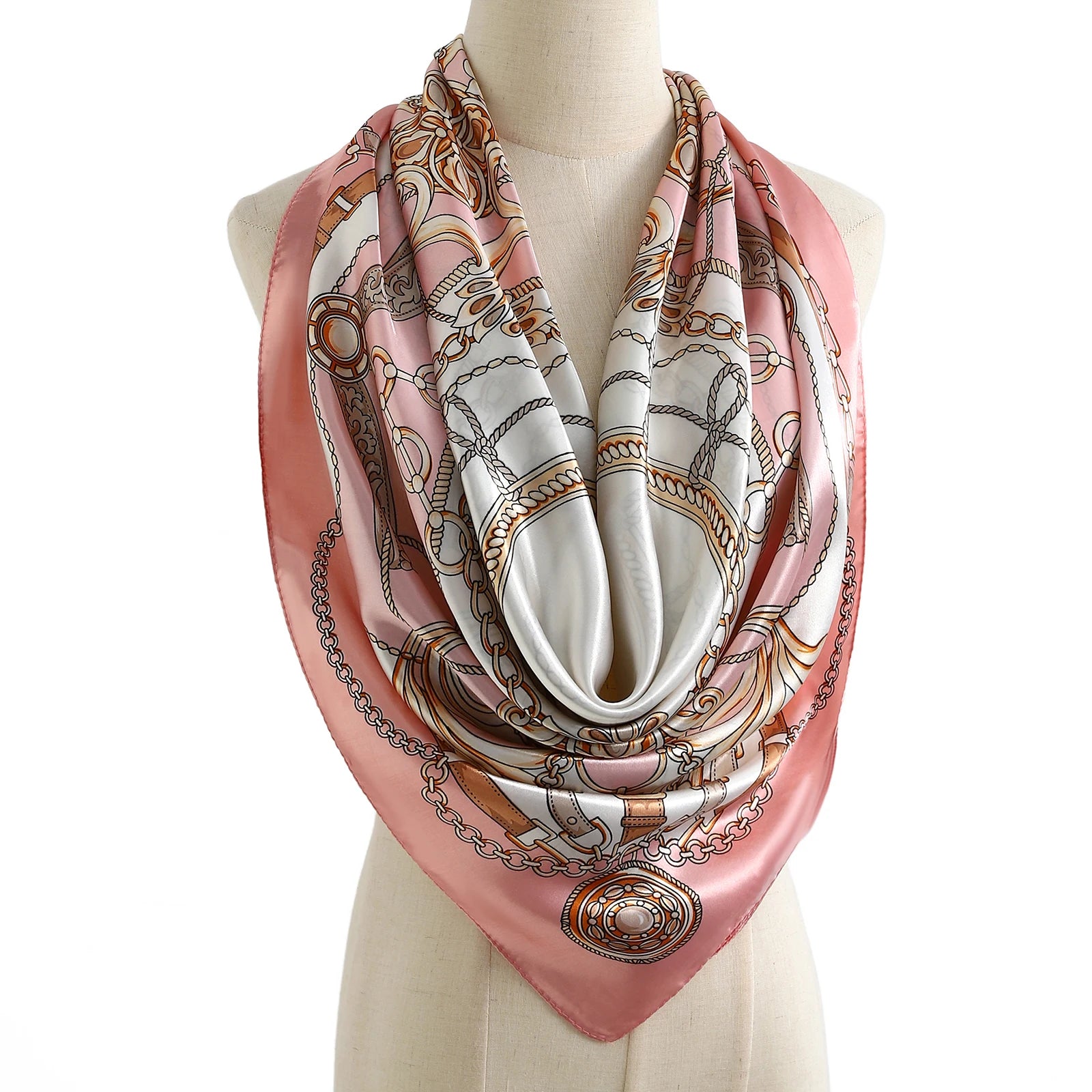 1 piece 35.4 inches Women Shawls Fashion print Summer Kerchief Luxury Brand 90X90CM Bandanna New Foulard Satin Square Headcloth - NamafadStore