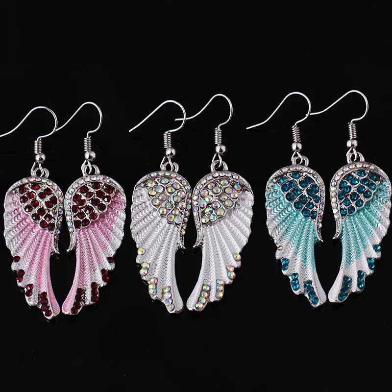 Fashion Income Ladies Angel Wings Earrings Personality Mid Length Multicolor Charm Jewelry Anniversary Birthday Party Gifts