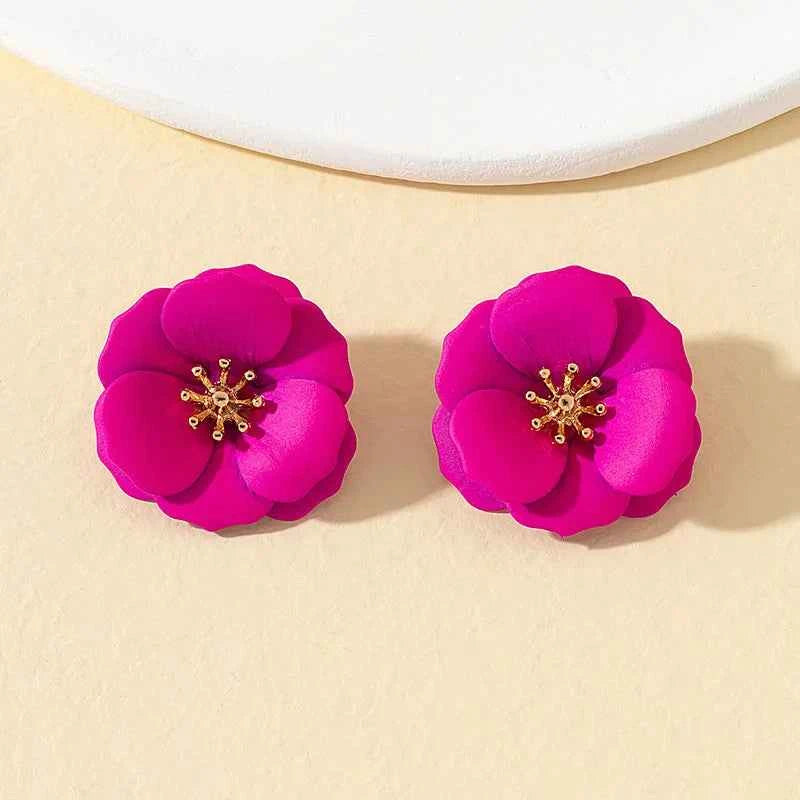 Rose Red Flower Imitation Pearl Dangle Earrings for Women Fashion Multilayer Floral Drop Earrings Jewelry Accessories Party Gift