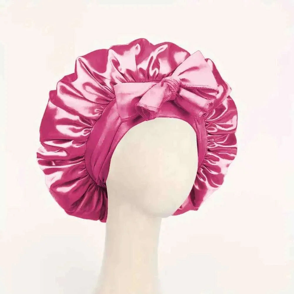Satin Silk Sleeping Bonnet Adjustable with Tie Band for Women and Men