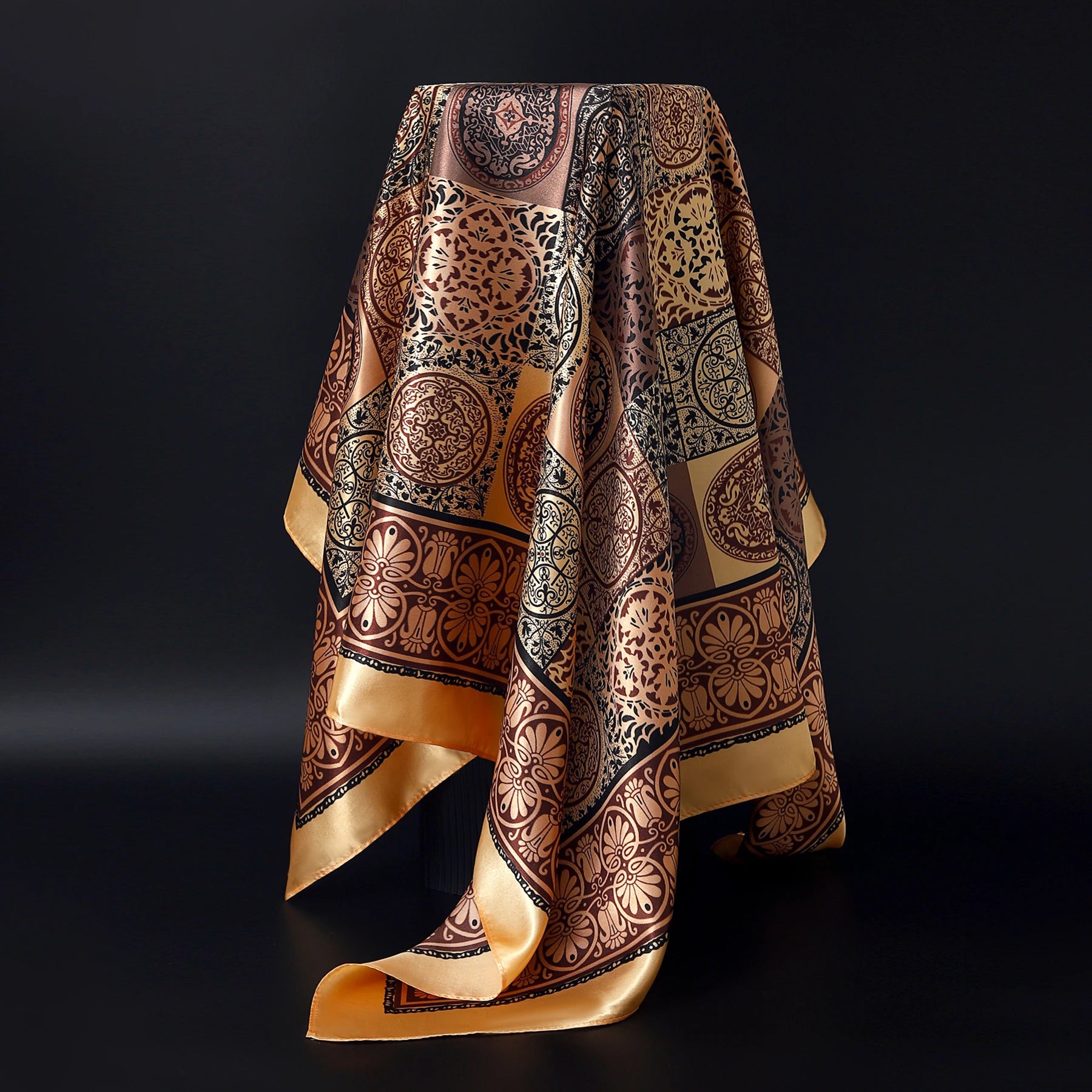 1 piece 35.4 inches Women Shawls Fashion print Summer Kerchief Luxury Brand 90X90CM Bandanna New Foulard Satin Square Headcloth - NamafadStore