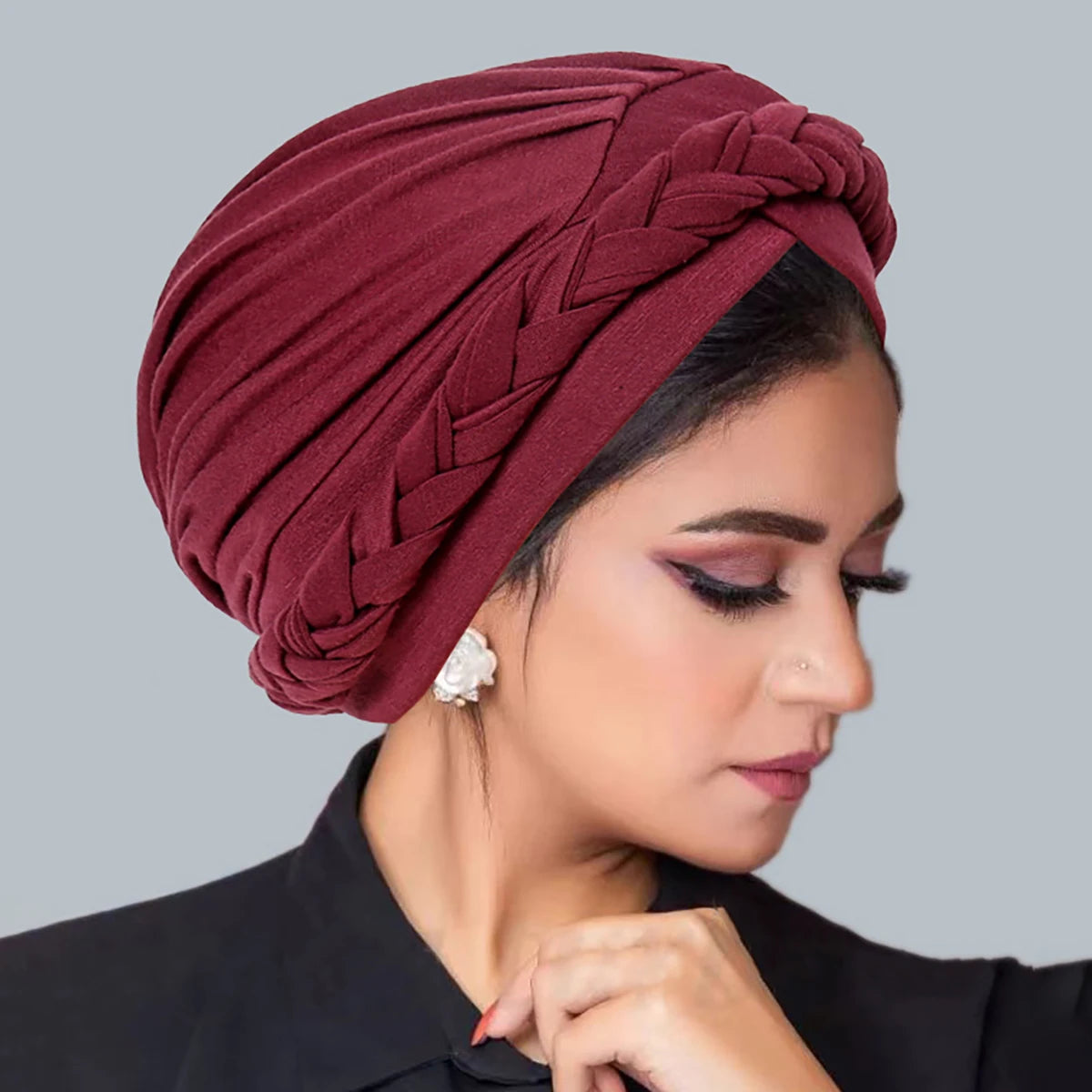 Crossed Forehead Women Braid Muslim Hijab Caps Wrap Head Indian Turban Bonnet Fashion Headdress Islamic Clothing Accessories - NamafadStore