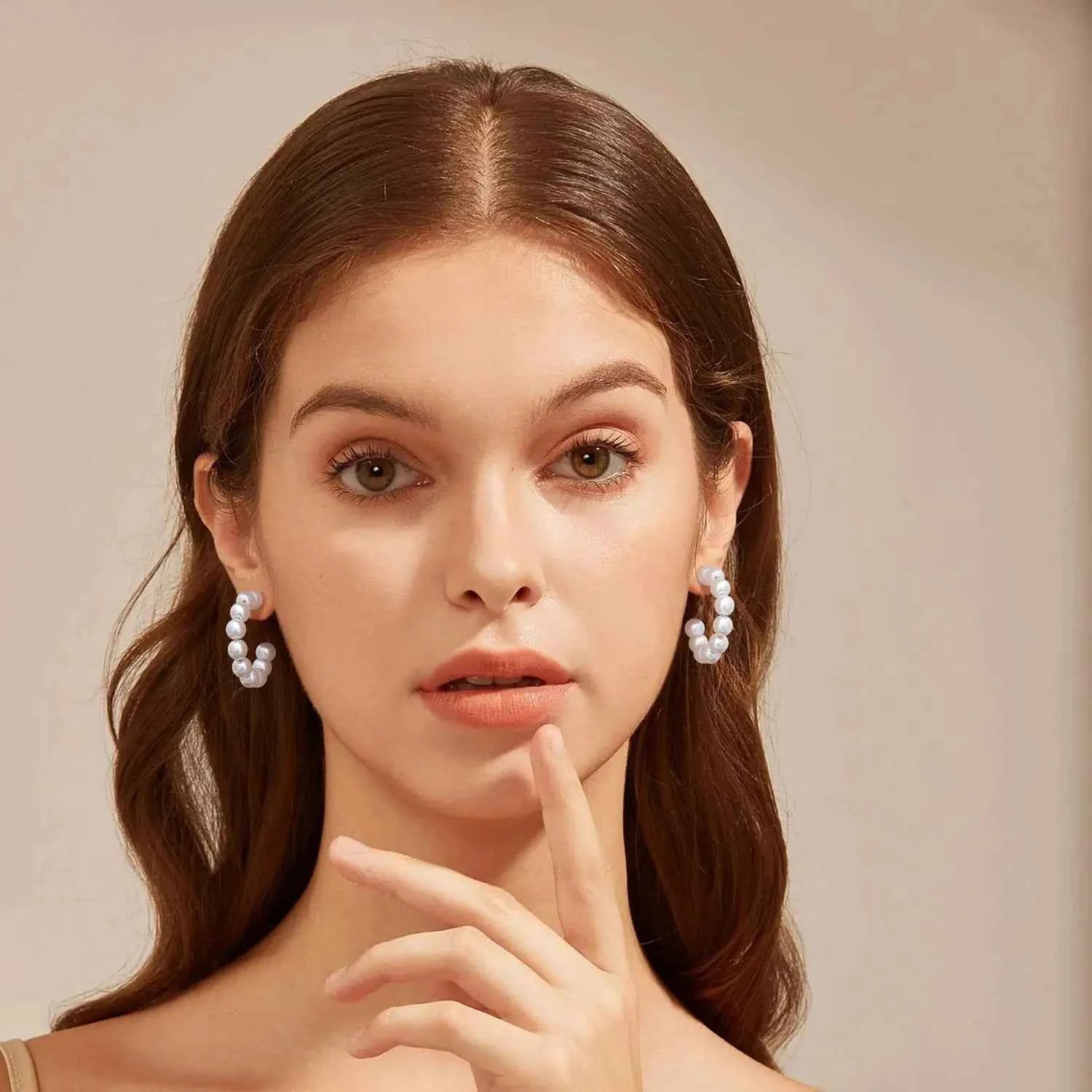 Shevalues Pearl Hoop Earrings for Women 925 Silver Needle Hoop Earrings Jewelry Trendy Luxury Fashion Vintage Small Accessories