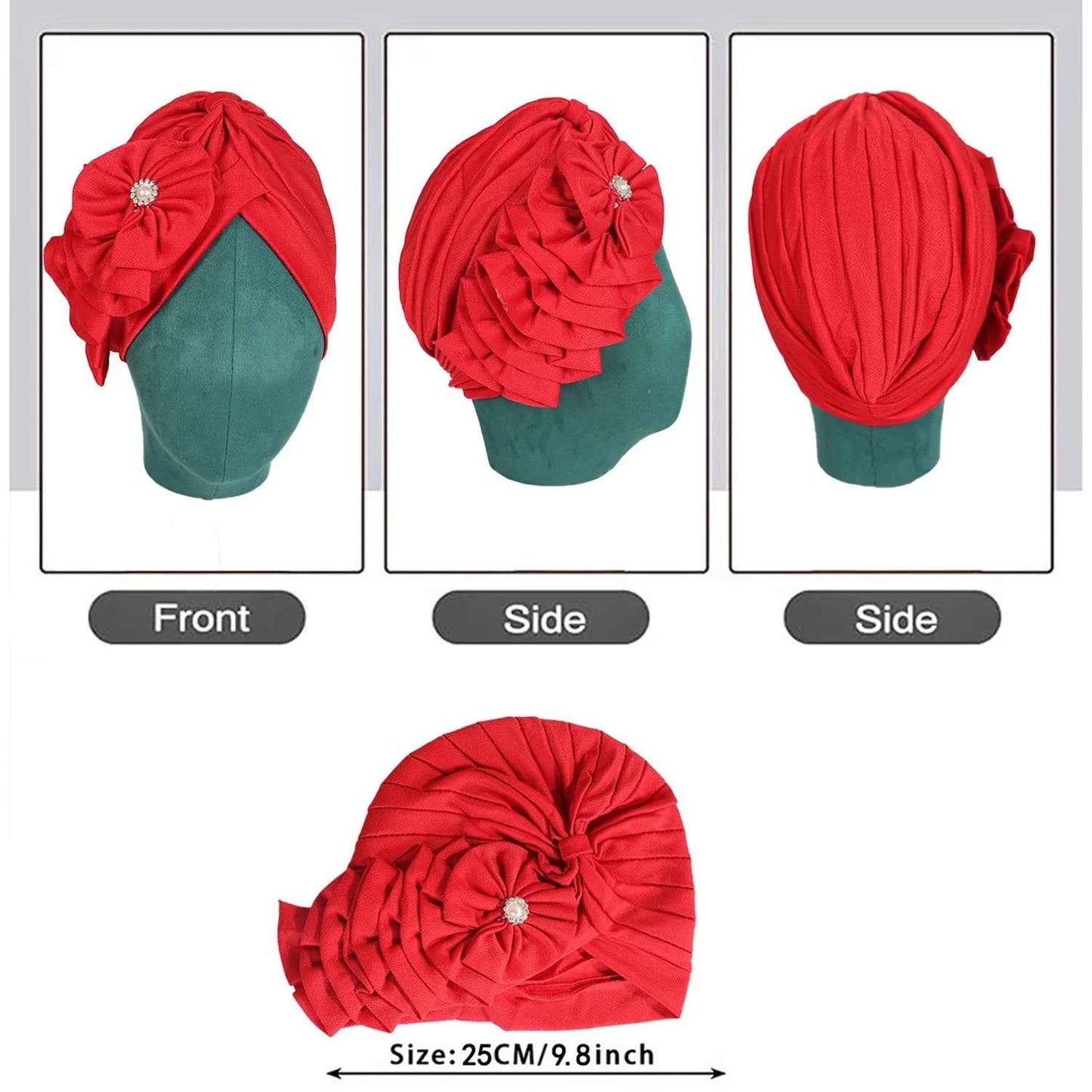African Fashion Headband Hat Breathable Lightweight Flower Decoration Handmade Muslim Headband Hat - NamafadStore