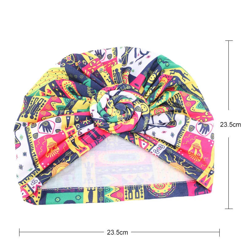 New African Print Pleated Turban Floral Beanie Knot Flower India Head Wrap Elegant Women Chemo Cap Bandana Headwear Head Cover - NamafadStore