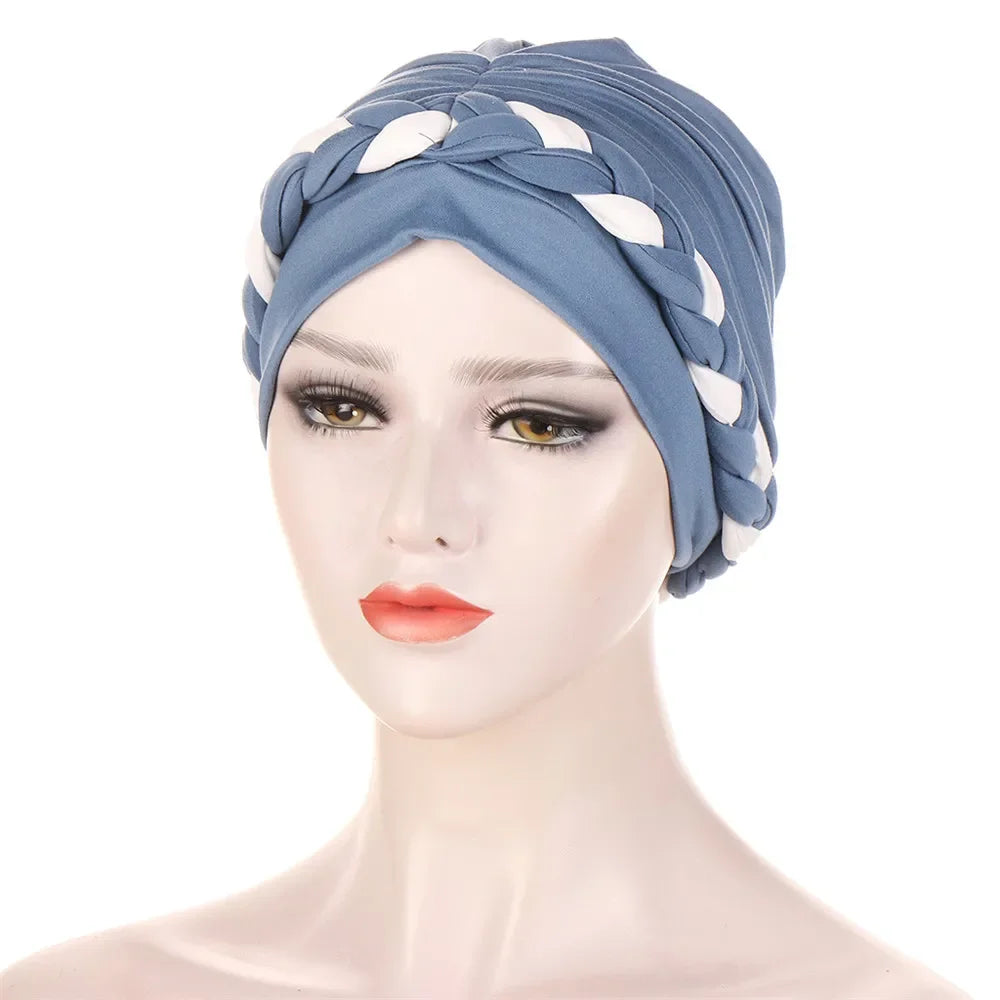 Women Lady Beads Muslim Braid Head Turban Wrap Cover Cancer Chemo Islamic Arab Cap Hat Hair Loss Bonnet Beanies Fashion - NamafadStore