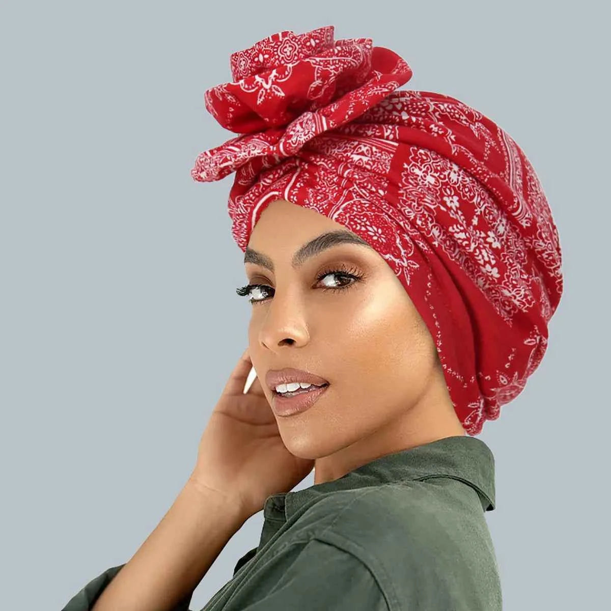 Ramadan Fashion Print Turban Hijab Hats African Head Wraps Elastic Muslim Hats Breathable Chemo Cap For Women Girls - NamafadStore