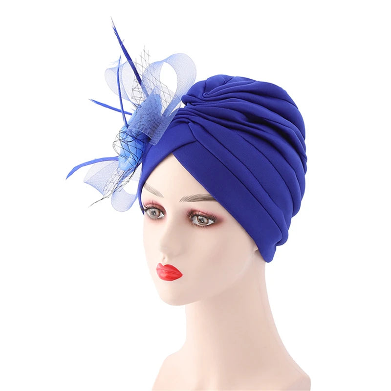 2025 Trendy Women Big Flower Turban Hat Fashion Muslim Hijab Caps Head Wrap Femme Bandana Chemo Cap African Headpiece Hat Indian - NamafadStore