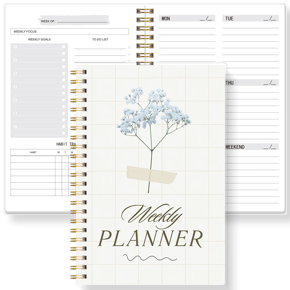 A5 Undated Weekly Planner Notebook – To-Do List & Habit Tracker